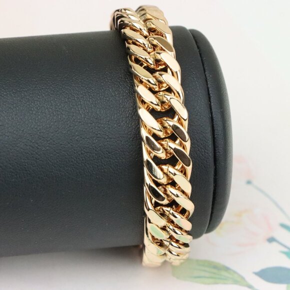 "Chunky Rose Gold Curb Chain Bracelet in Glossy Polished Finish, XPBL1159 - Picture 10 of 12